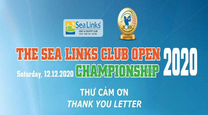 THANK YOU LETTER - THE SEA LINKS CLUB OPEN CHAMPIONSHIP 2020